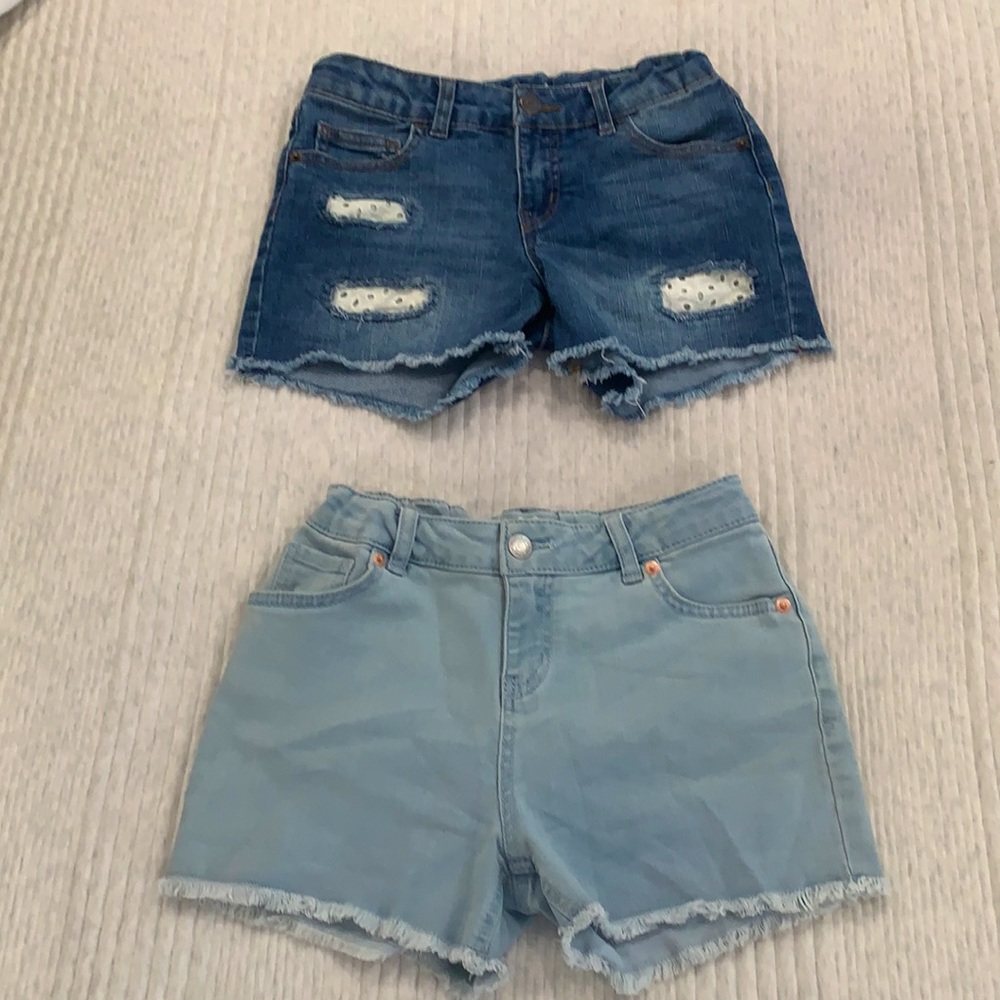 2 pairs of jean shorts from target (US youth large